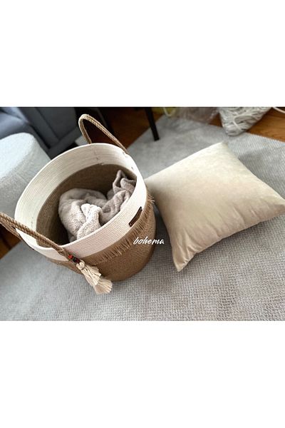 Bohemahomedecor 40*35 плетена декоративна кошница от юта, органайзер за саксии за цветя