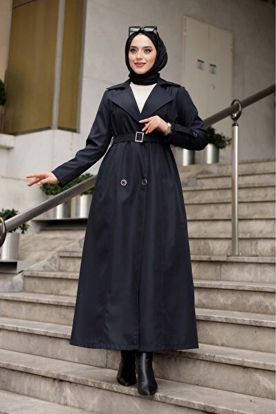 ALNİSS COLLECTİON Lined Belt Detailed Full Length Trench Coat Top Coat
