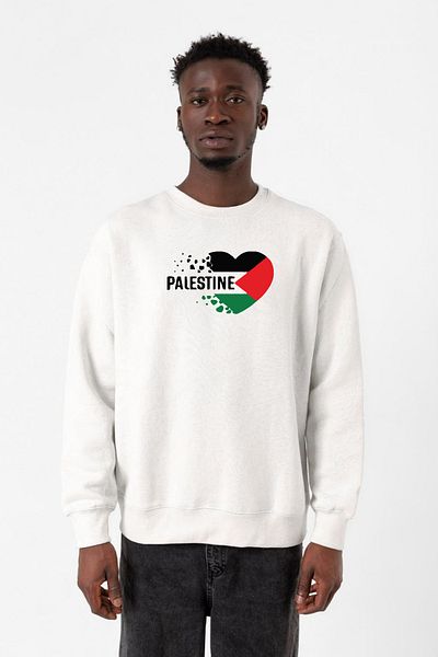 Tshirthane Ανδρικό φούτερ Heart Palestine Flag White 2ip