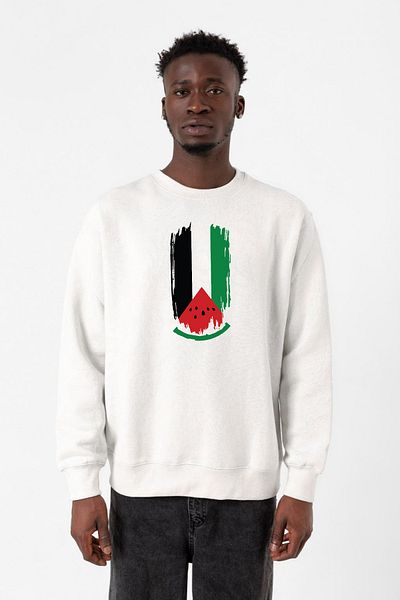Tshirthane Καρπούζι Palestine Flag Λευκό ανδρικό φούτερ 2ip