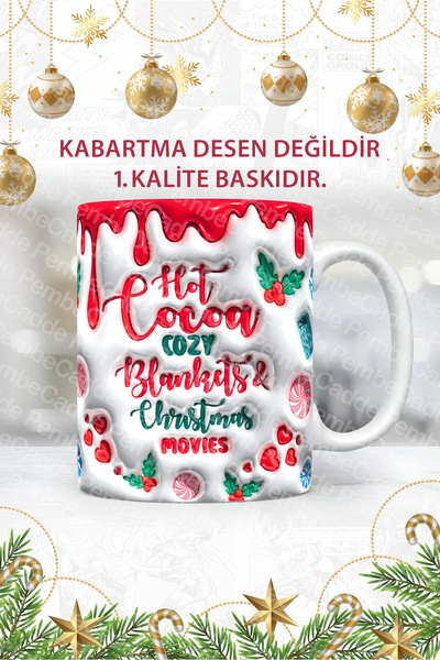 PembeCadde 1. Kalite Baskı Yeni Yıl Noel Yılbaşı ( Kabartma Değildir ) Kupa Bardak Mug Marry Crismistmas