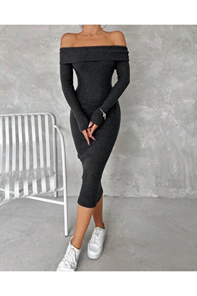 joshua Μακρύ φόρεμα ανθρακί με γιακά Madonna