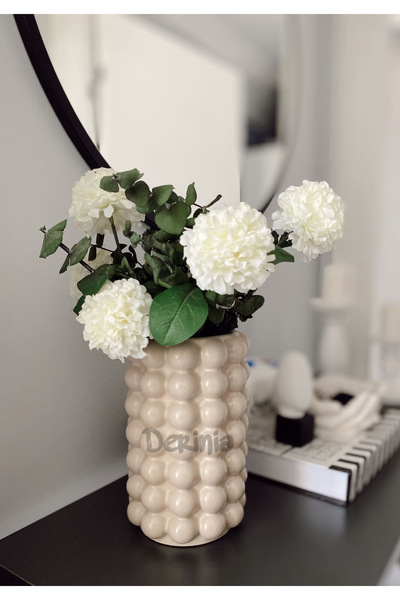 Derinia Bubble Büyük Bej Vazo