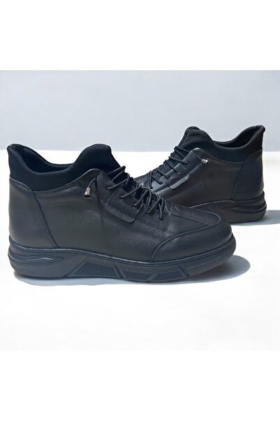 RESTFULL HAKİKİ DERİ LASTİKLİ ERKEK AYAKKABI SİYAH   KAUÇUK TABAN