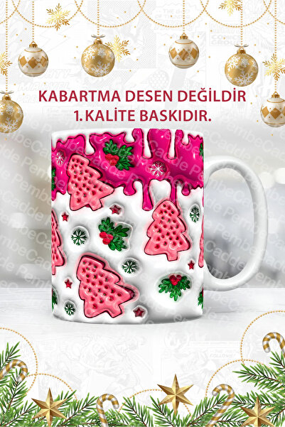 PembeCadde 1. Kalite Baskı Yeni Yıl Noel Yılbaşı ( Kabartma Değildir ) Kupa Bardak Mug Marry Crismistmas