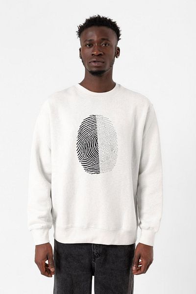 Tshirthane Мъжки суитшърт 2ip с черно-бял пръстов отпечатък