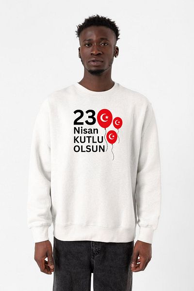 Tshirthane Ανδρικό φούτερ 23 Απριλίου Balloon White