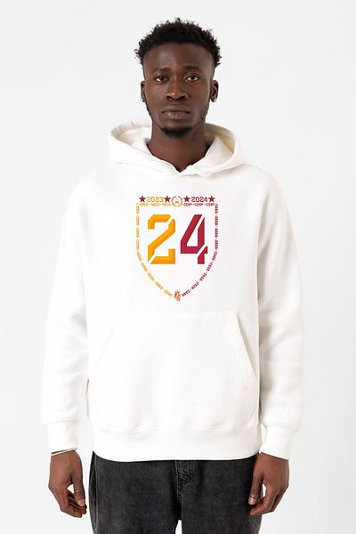 Tshirthane Φούτερ με κουκούλα 24 Πρωταθλήματος Λευκό Ανδρικό 3ip