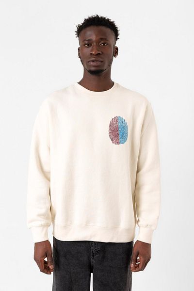 Tshirthane Ανδρικό φούτερ Claret Red Blue Fingerprint Ecru 2ip