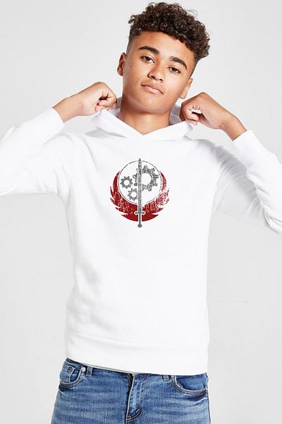 Tshirthane Φούτερ με κουκούλα με κουκούλα 3 ιπ Λευκό Παιδικό Fallout Worn Appalachian Brotherhood