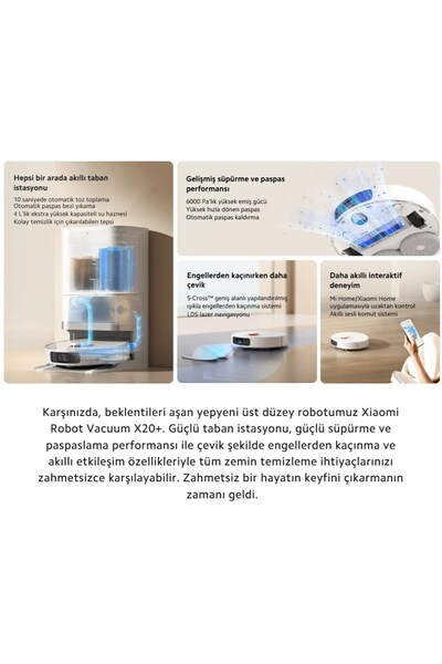 Xiaomi İstasyonlu Robot Süpürge 6000pa Sesli Kontrol Robot Vacuum-hepsi Bir Arada Otomatik Robot Süpürge