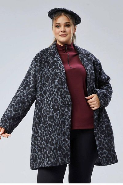 Hanezza Elegant and Warm Choice - Large Size Leopard Print Cashew Coat