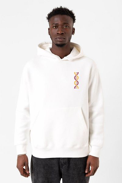 Tshirthane Κίτρινο Κόκκινο Dna Λευκό Ανδρικό φούτερ με κουκούλα 3 κορδονιών