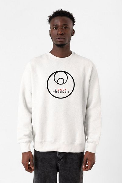 Tshirthane Λευκό ανδρικό φούτερ 2ip με λογότυπο 3 Body Problem