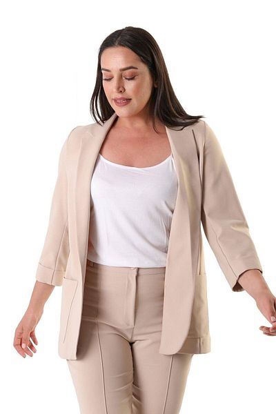 Hanezza Jachetă blazer pentru femei |   Crema |   Marime Plus |   7 culori |   Compatibil cu costum