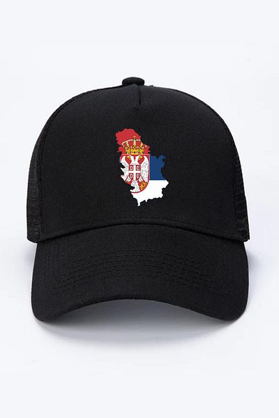 Tshirthane Черно мрежеста шапка на Сърбия за Евро 24