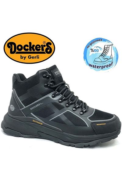 Dockers By Gerli Dockers 237518   - Μαύρες αδιάβροχες ανδρικές μπότες εξωτερικού χώρου