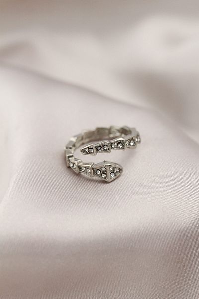 Skygo Silver Color Metal Snake Design Stone Women's Ring