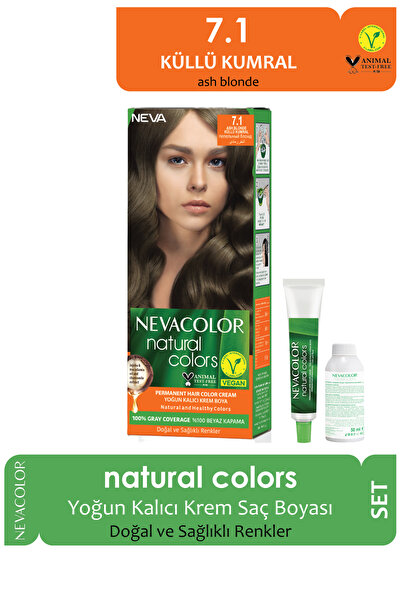 Neva Color Nevacolor Natural Colors 7.1 Küllü Kumral - Kalıcı Krem Saç Boyası Seti