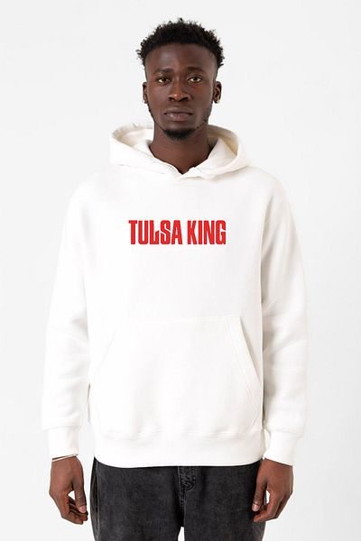 Tshirthane Ανδρικό φούτερ με κουκούλα Tulsa King Lettern White