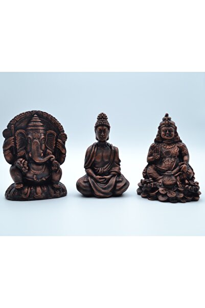VISACCA 3'lü Set Budha Dekoratif Biblo Heykel Takımı