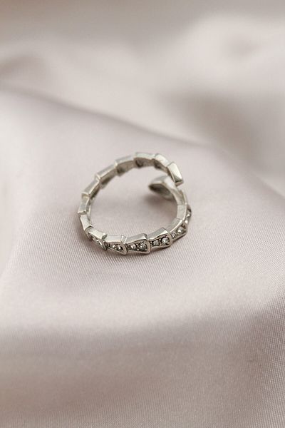 Skygo Silver Color Metal Snake Design Stone Women's Ring