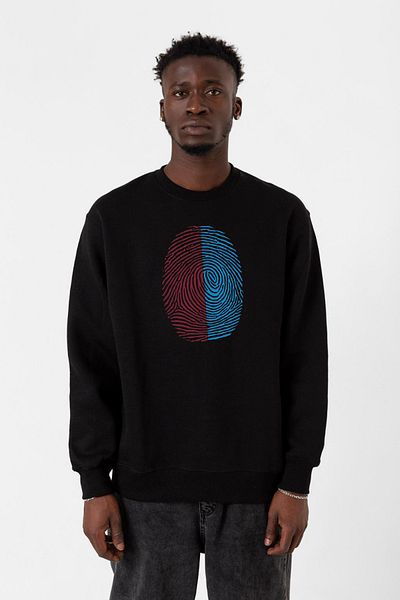 Tshirthane Ανδρικό φούτερ Claret Red Blue Fingerprint Μαύρο 2ip