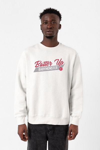 Tshirthane Ανδρικό φούτερ Babymonster Batter Up White με 2 κορδόνια