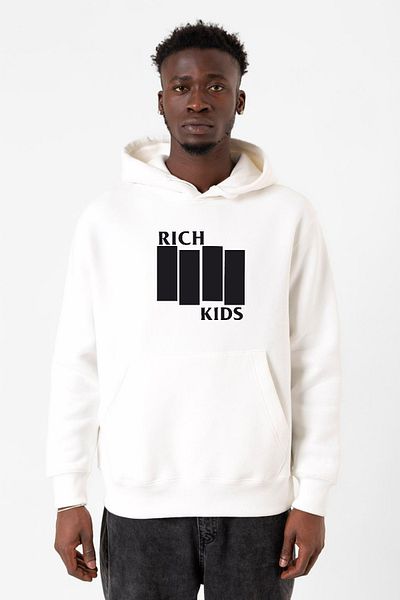 Tshirthane Детски бял суитшърт с качулка G-Dragon Rich Kids 3ip