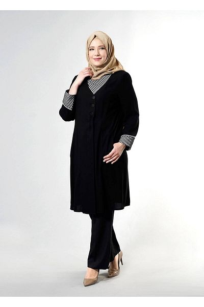 TRENDTESETTÜR Esma T 1587 Black Hijab Trench - Γυναικεία