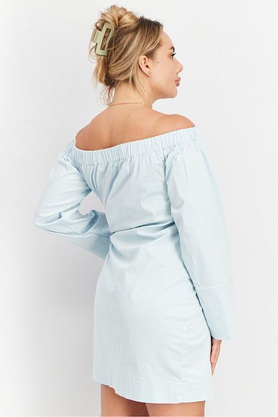 NA-KD Women Cut Out Long Sleeve Casual Mini Dress, Light Blue