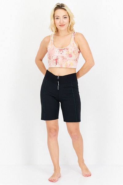 Style Not Size x Jenni Women Scoop Neck Sleeveless Tie Dye Corset Crop Top, Pink Combo