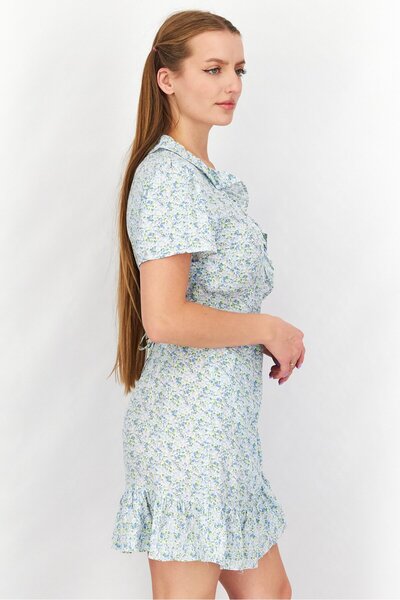 NA-KD Women Floral Print Ware Dress, Blue Combo