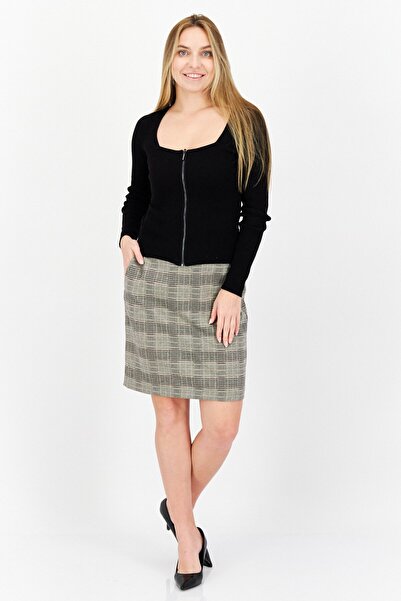 Esprit Women Plaid Mini Skirt, Beige Combo