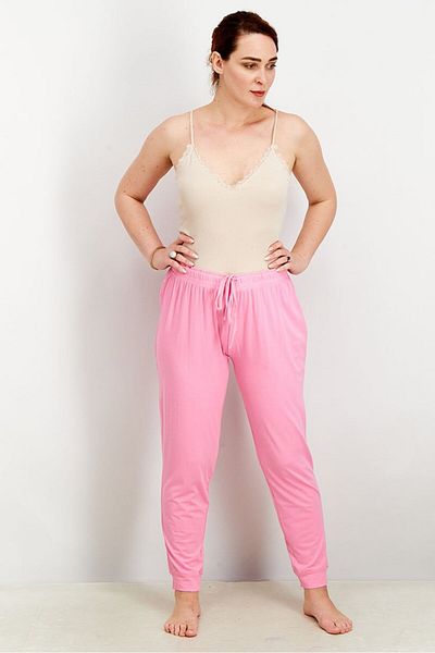 Tchibo Women Drawstring Plain Jersey Pants, Pink