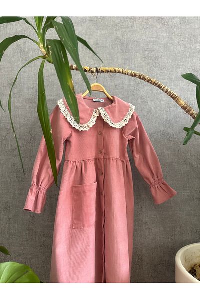 EMZEYN Rochie copil vintage ahsen din bumbac cu guler bebe