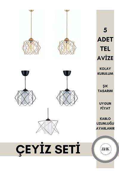 MHK Collection Modern Dowry Chandelier Set - 5 Pieces - Stylish Design Doorway, Living Room, Living Room, Children's Room, Kitchen