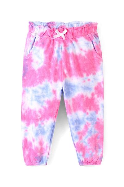 Babyhug Babyhug Cotton Looper Full Length Lounge Pant Tie Dye Print- Pink