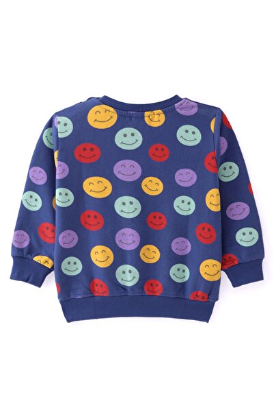 Babyhug Babyhug 100% Cotton Knit Full Sleeves Sweatshirt with Emoji Print Pack of 2 - Multicolour