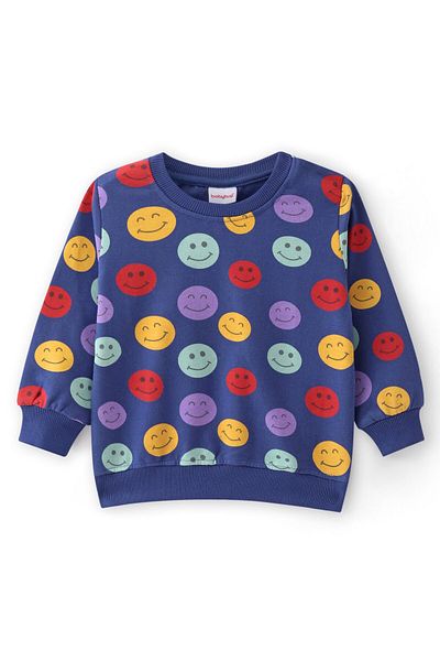 Babyhug Babyhug 100% Cotton Knit Full Sleeves Sweatshirt with Emoji Print Pack of 2  - Multicolour