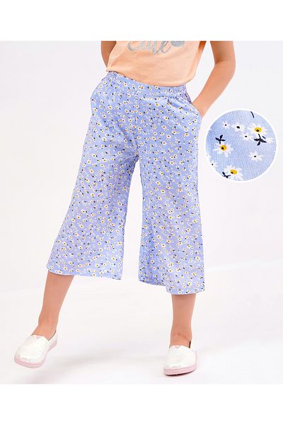 Primo Gino Primo Gino Ankle Length Pants Floral Print - Blue