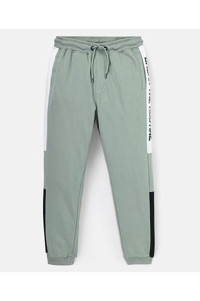 Primo Gino Primo Gino 100% Cotton Ankle Length Color Block Track Pants - Hedge Green