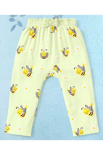 Babyoye Babyoye Full Length 100% Cotton Eco Jiva Finish Diaper Leggings Fairy Bee  Pack of 2-Yellow & Peach