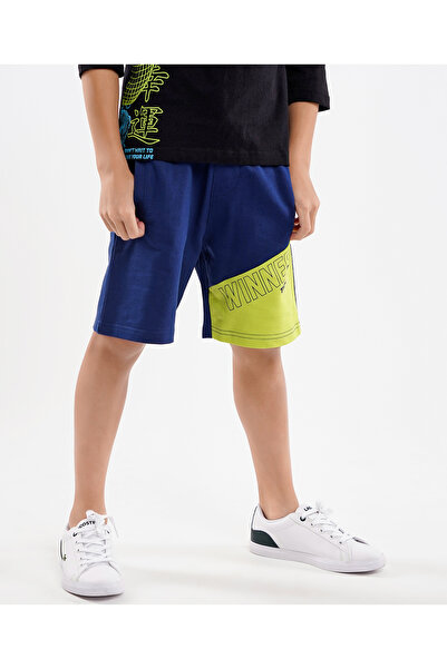 Primo Gino Primo Gino Above Knee Length Shorts With Winner Print - Navy