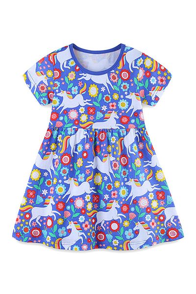 SAPS All unicorn and flower Printed dress - blue