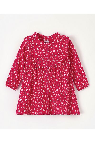 Babyhug Babyhug Full Sleeves Frock Dress Flora Print - Pink