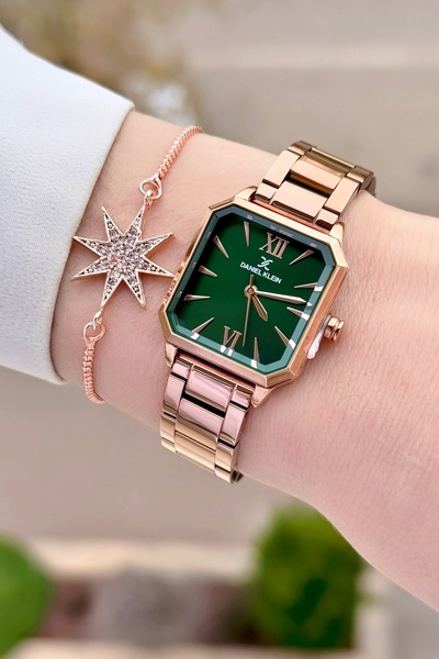 Daniel Klein Kadranı Yeşil Kordonu Bakır Renk 2 Yıl Garantili 26 mm Kadın Kol...