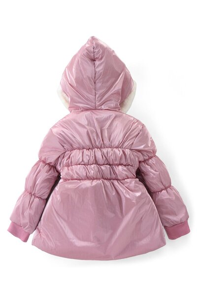 Babyhug Babyhug Woven Full Sleeves Hooded Puffer Jacket with Hood & Solid Colour - Pink