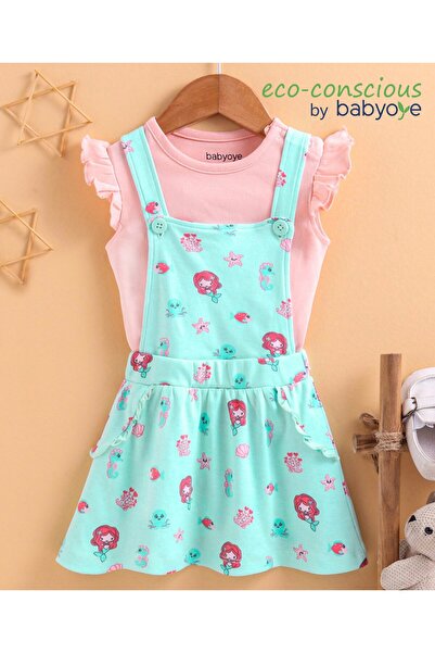Babyoye Singlet Sleeves Frock With Flutter Sleeves Top Mermaid & Sea Print - ...