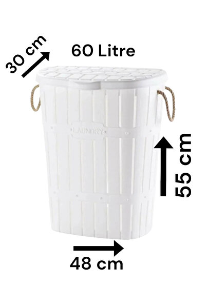 Citim Bambu Desenli Kirli Çamaşır Sepeti 60 Litre 48x30x55 cm